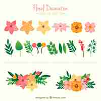 Vector gratuito pack floral de decoración