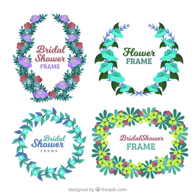 Vector gratuito pack floral de marcos de despedida de soltera decorativos