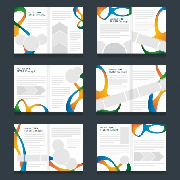 Pack de folletos abstractos con ondas