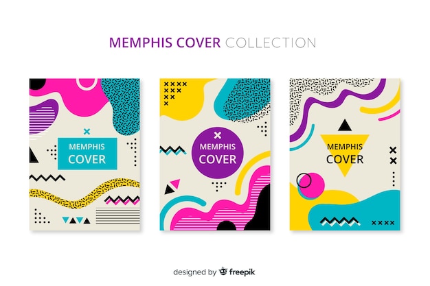 Vector gratuito pack folletos estilo memphis