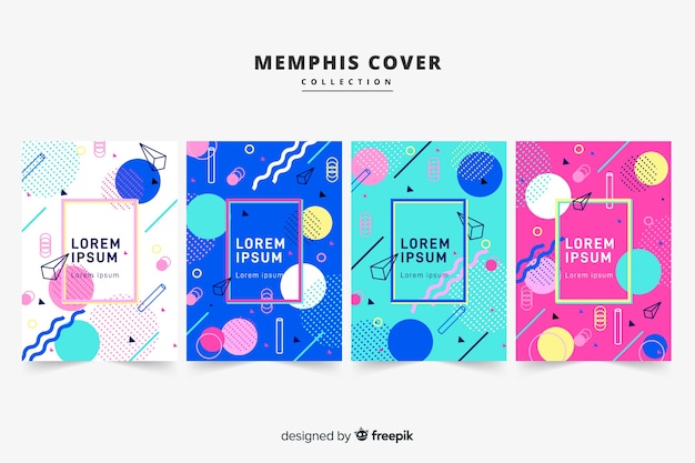 Vector gratuito pack folletos estilo memphis