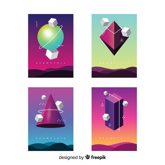 Pack folletos formas geométricas flotando