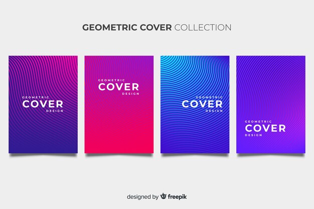 Vector gratuito pack folletos líneas geométricas coloridas