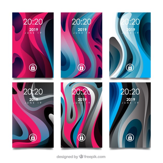 Pack de fondos de formas abstractas de colores para móvil 