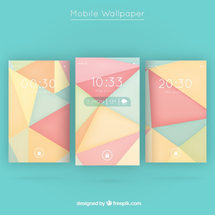 Vector gratuito pack de fondos de móvil de triángulos en tonos pastel