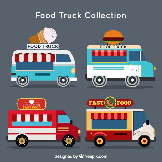 Pack de food trucks con estilo vintage