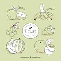 Vector gratuito pack de frutas dibujadas a mano