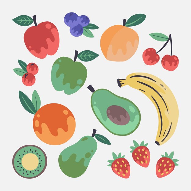 Pack de frutas dibujadas a mano