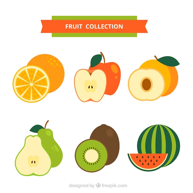 Vector gratuito pack de frutas planas