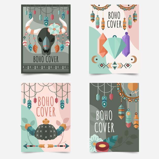 Pack de fundas boho de diseño plano