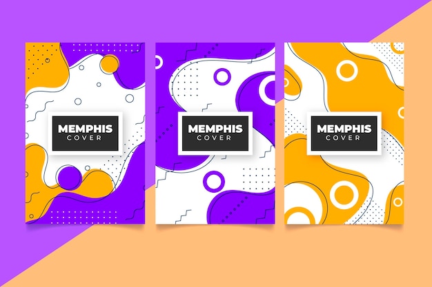 Vector gratuito pack de fundas de colores de memphis