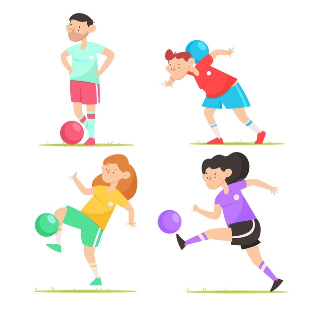 Pack de futbolistas de dibujos animados