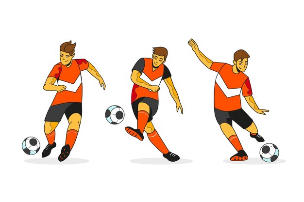 Pack de futbolistas de diseño plano