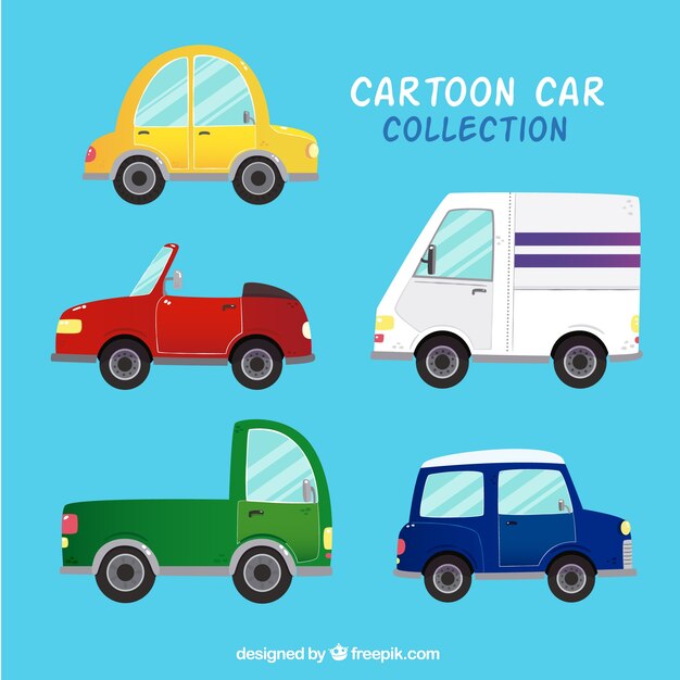 Pack genial de vehículos de dibujos animados coloridos