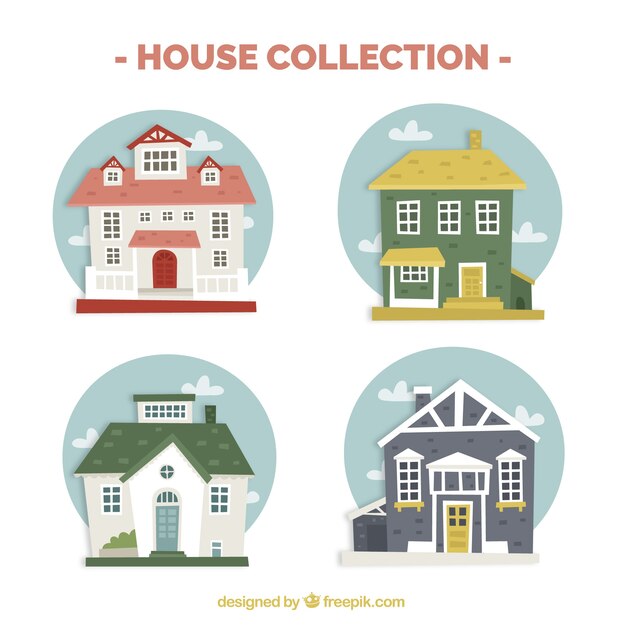 Pack de geniales casas con fondos redondos