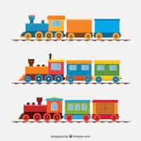 Vector gratuito pack de geniales trenes en diseño plano