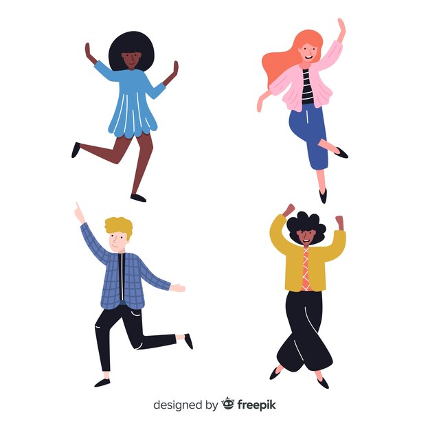 Pack gente dibujada a mano bailando