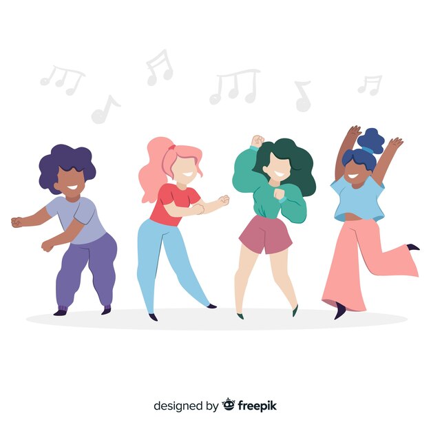 Pack gente dibujada a mano bailando