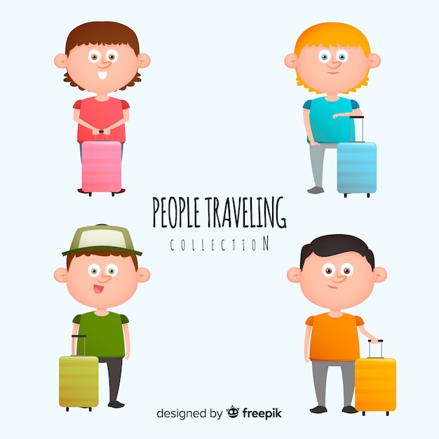 Pack gente plana viajando