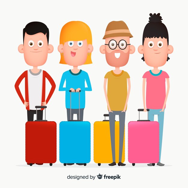 Pack gente plana viajando