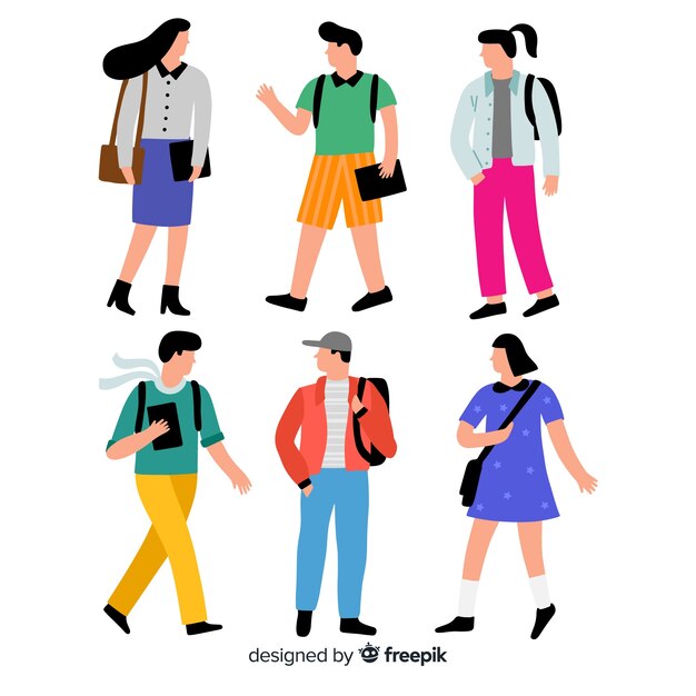 Pack gente yendo a la universidad