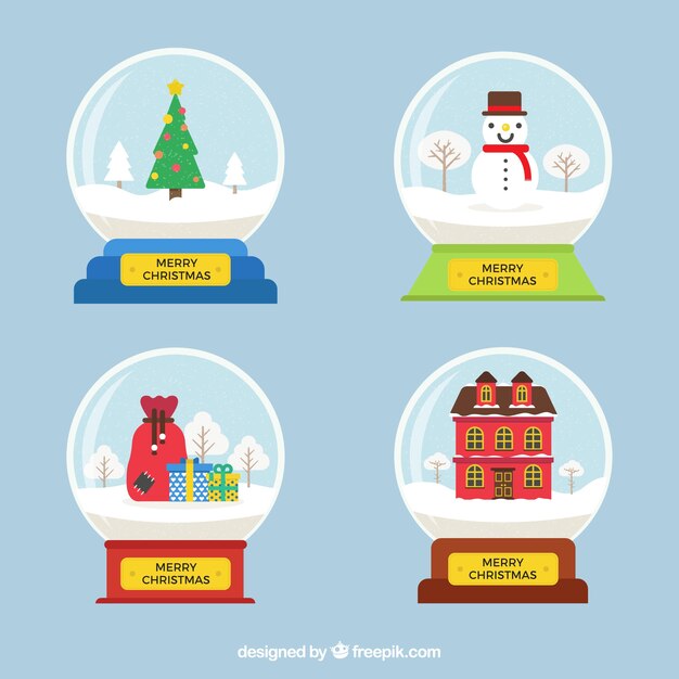 Pack de globos de nieve ornamentales con elementos de navidad 
