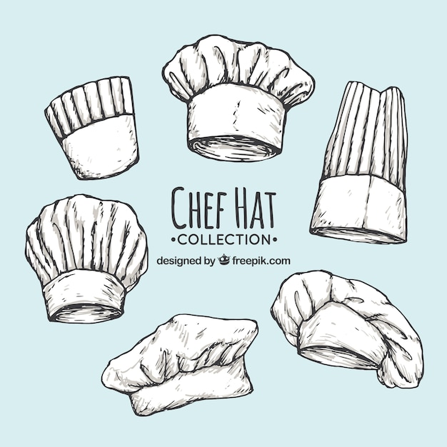 Pack de gorros de chef dibujados a mano