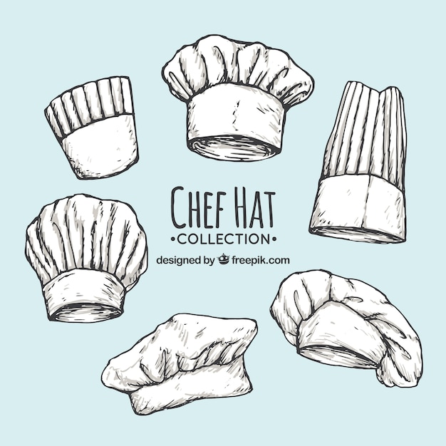 Vector gratuito pack de gorros de chef dibujados a mano