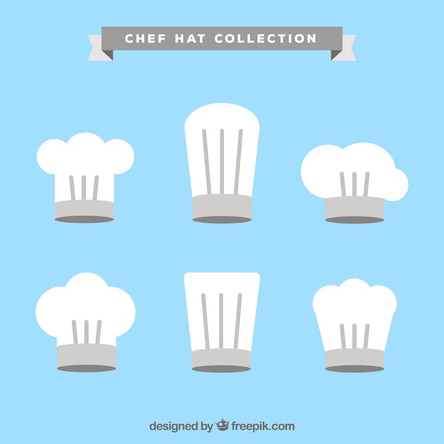 Vector gratuito pack de gorros de cocinero grises y blancos