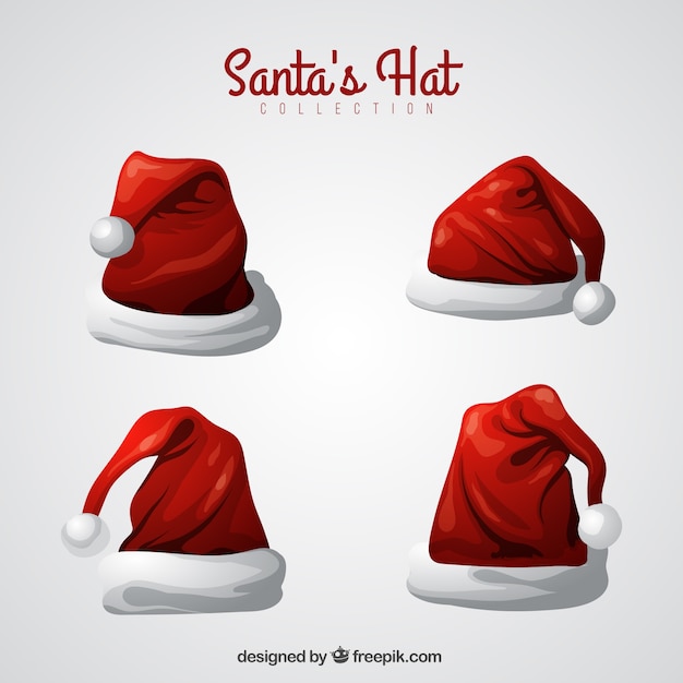 Vector gratuito pack de gorros de santa claus