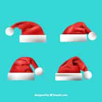 Vector gratuito pack de gorros de santa claus