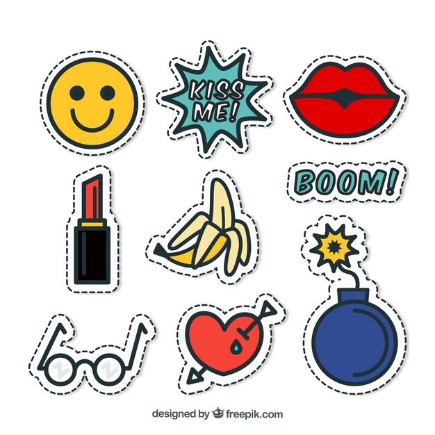 Pack gracioso de pegatinas pop art