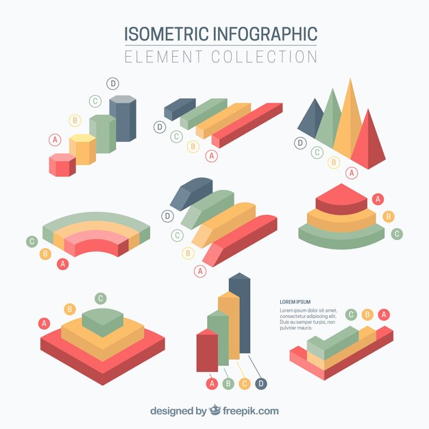 Pack de gráficos isométricos para infografías