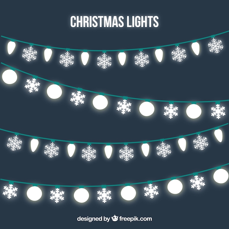 Vector gratuito pack de guirnalda de luces navideñas