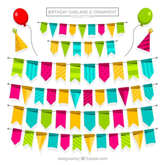Pack de guirnaldas de cumpleaños coloridas