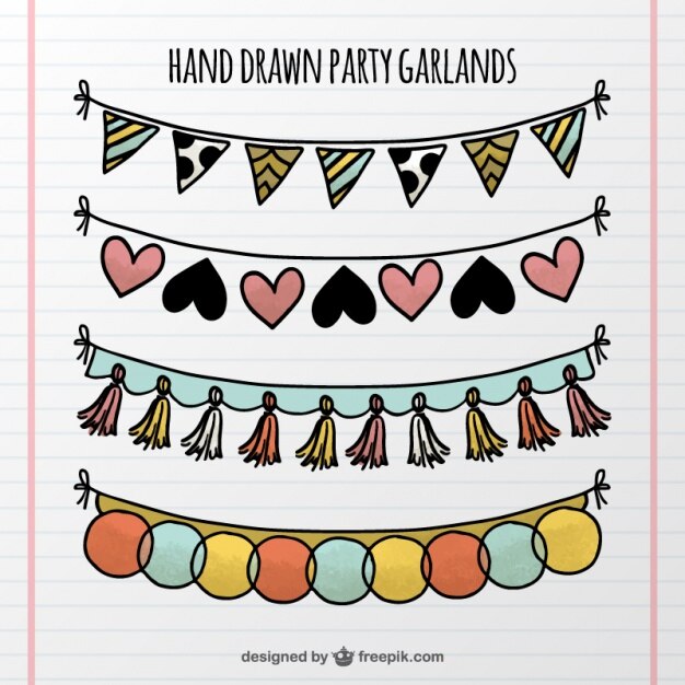 Pack de guirnaldas dibujadas a mano 