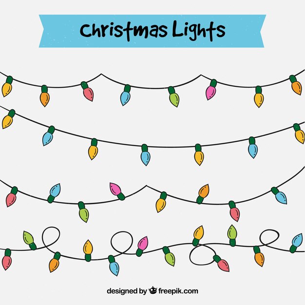 Pack de guirnaldas de luces dibujadas a mano 
