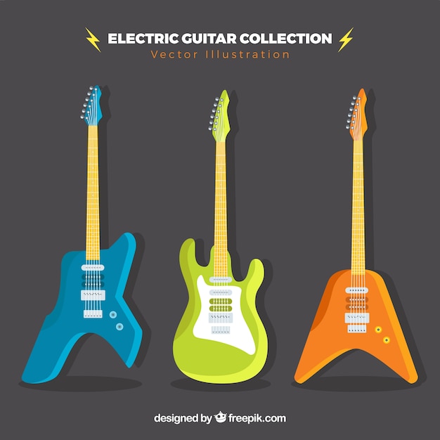 Vector gratuito pack de guitarras eléctricas de colores