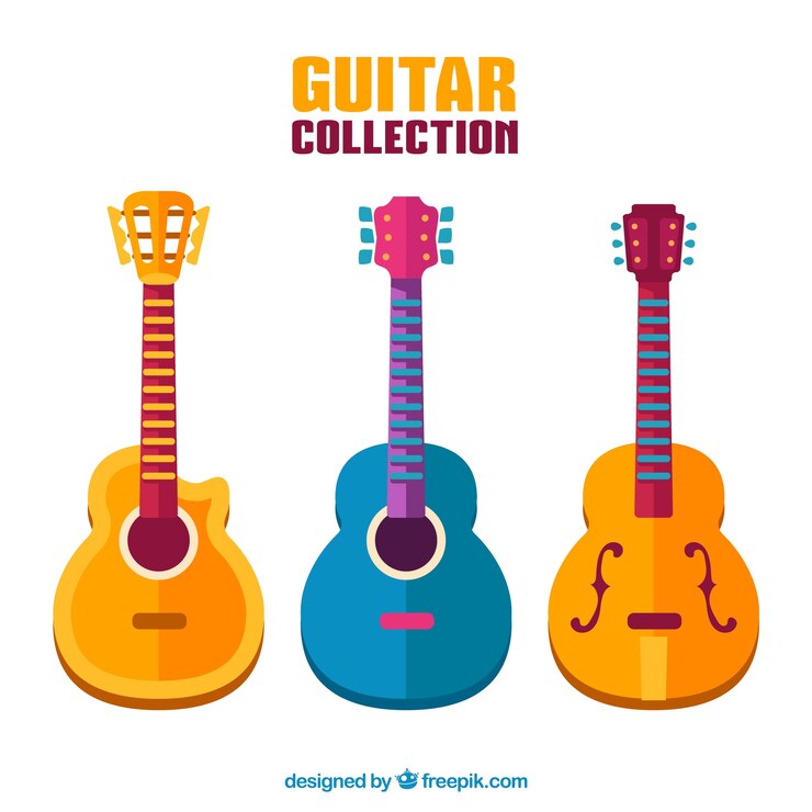 Vector gratuito pack de guitarras eléctricas de colores