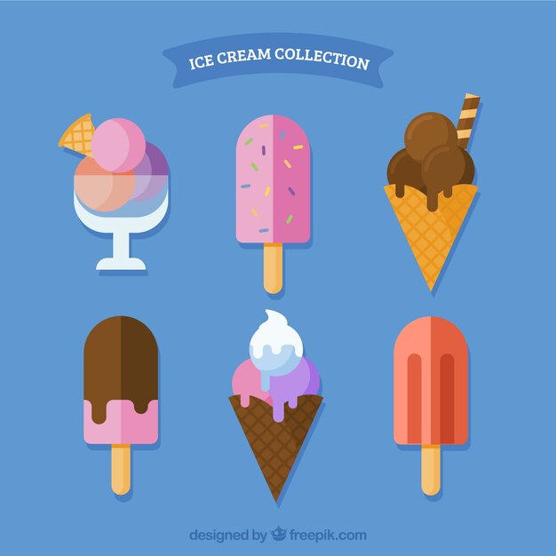 Pack de helados en diseño plano 
