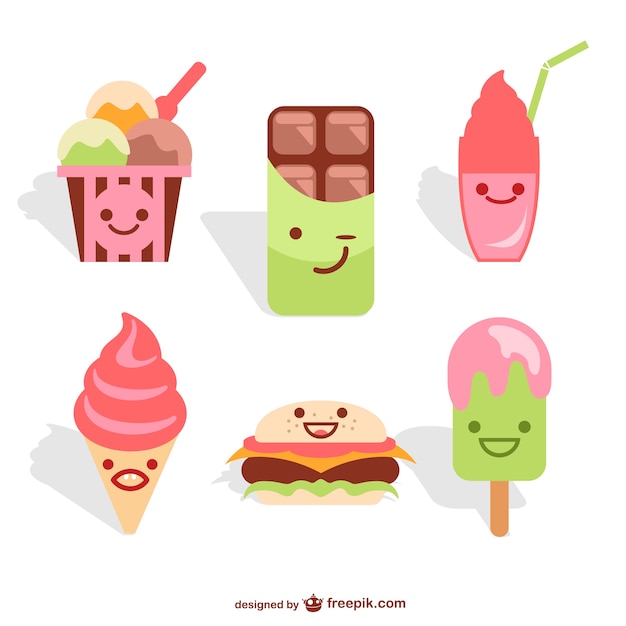 Vector gratuito pack de helados y dulces