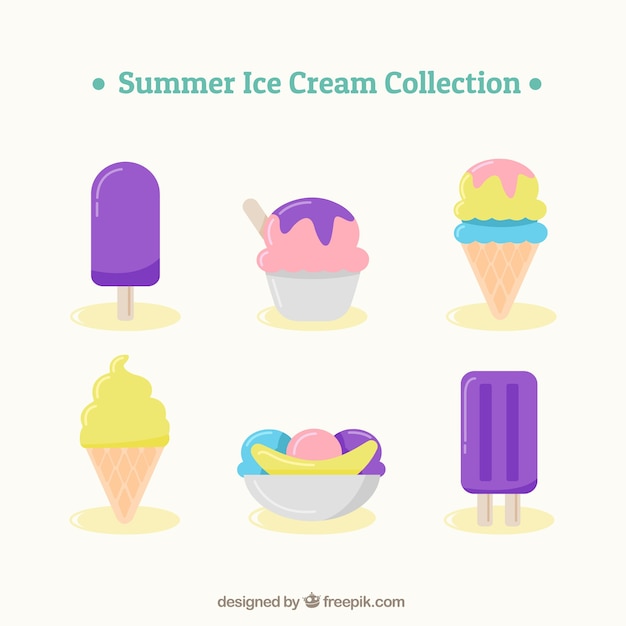 Vector gratuito pack de helados en verano