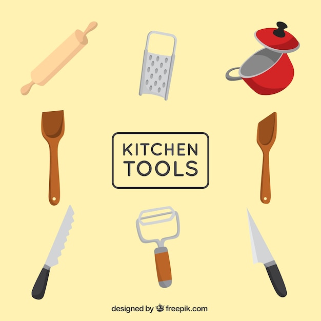 Vector gratuito pack de herramientas de cocina