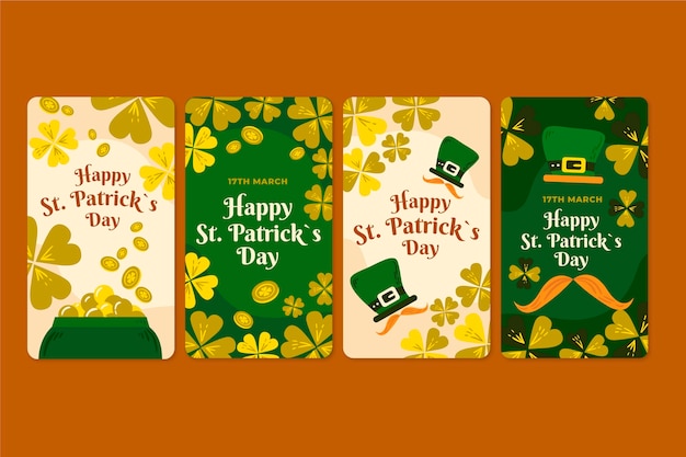 Vector gratuito pack de historias de instagram del día de san patricio