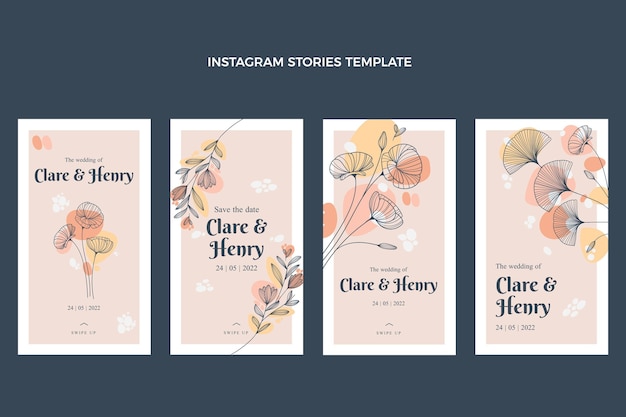 Pack de historias de instagram florales en acuarela