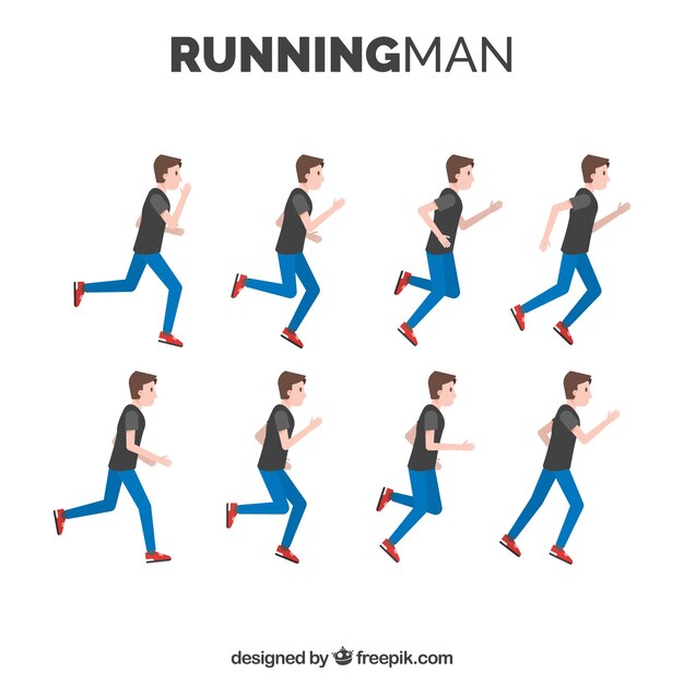 Pack de hombre corriendo con diferentes posturas