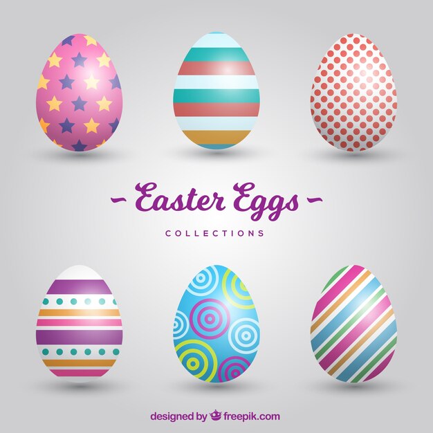 Pack de huevos de pascua coloridos en estilo realista