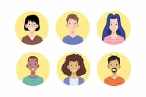 Vector gratuito pack de iconos de diferentes personas dibujadas a mano