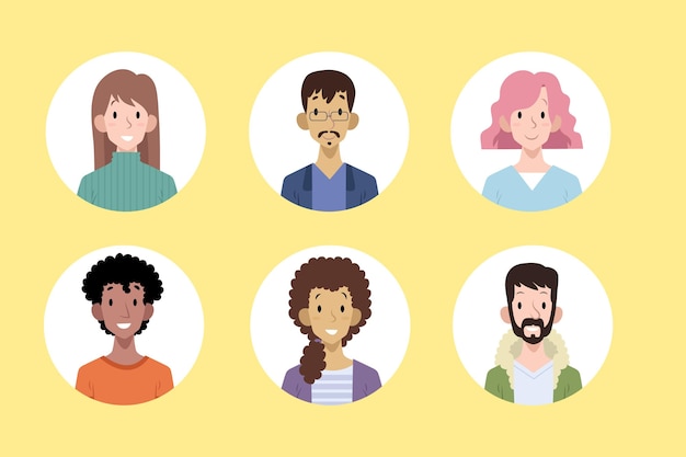 Vector gratuito pack de iconos de diferentes personas dibujadas a mano