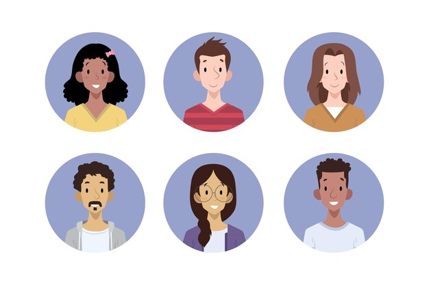 Pack de iconos de diferentes personas dibujadas a mano